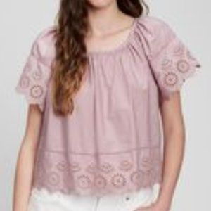 Eyelet Flutter Sleeve Top Sz XL